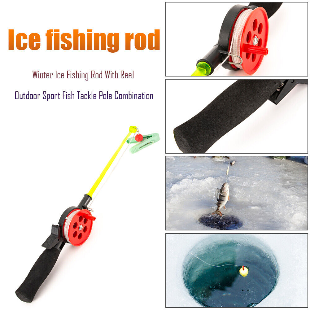 34cm Shrimp Crab Fishing Rod w/ Clip Winter Outdoor Ice Fishing Tackle Pole