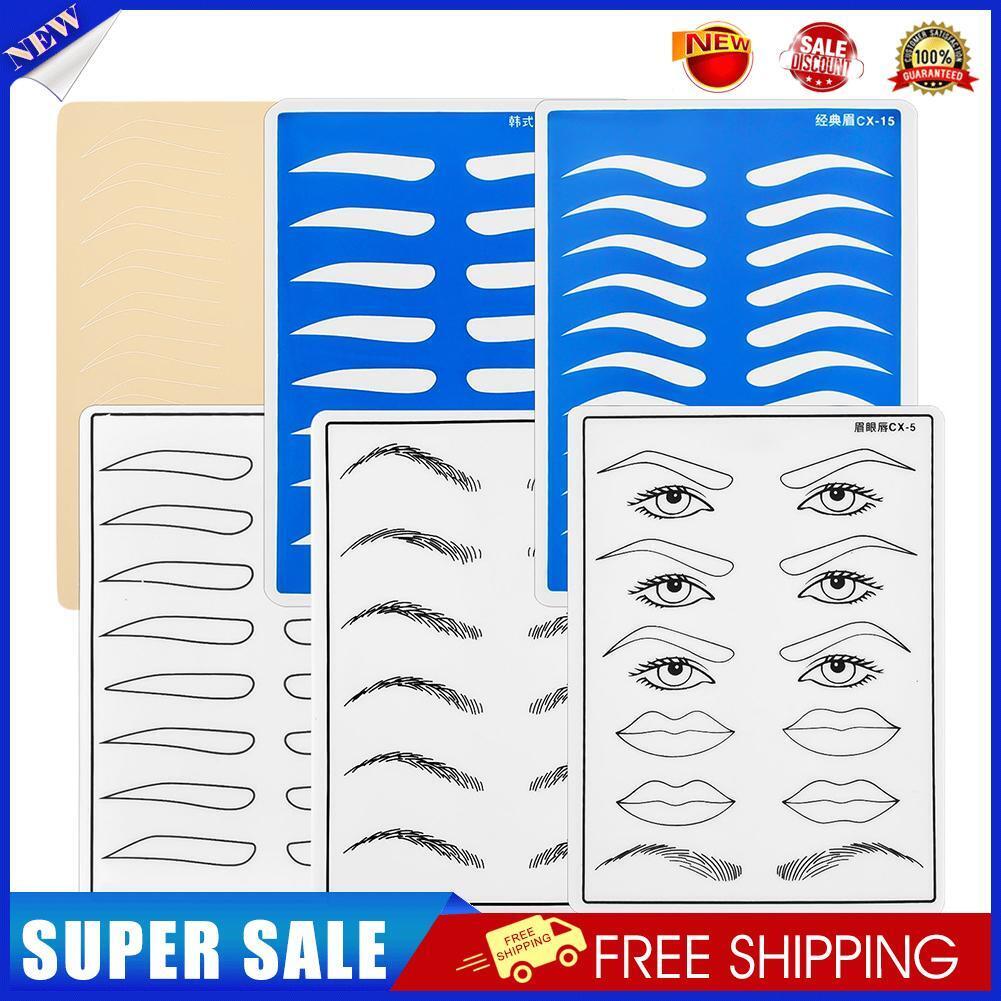 6pcs Set Tattoo Practice Skin Permanent Makeup Eyebrows Beginner Training