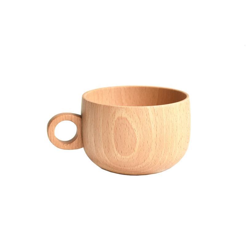 Log Color Natural Wood Coffee Tea Cups Beer Juice Milk Mugs Beech Material