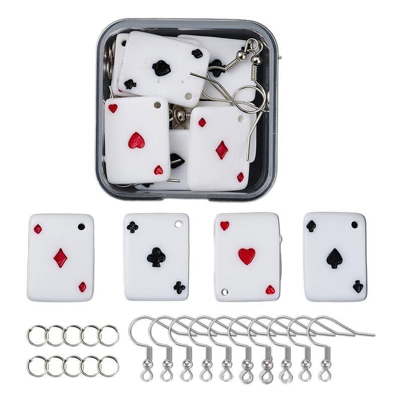 Funny Playing Card Earring Supply Kit for Jewelry DIY Making Valentine's Day