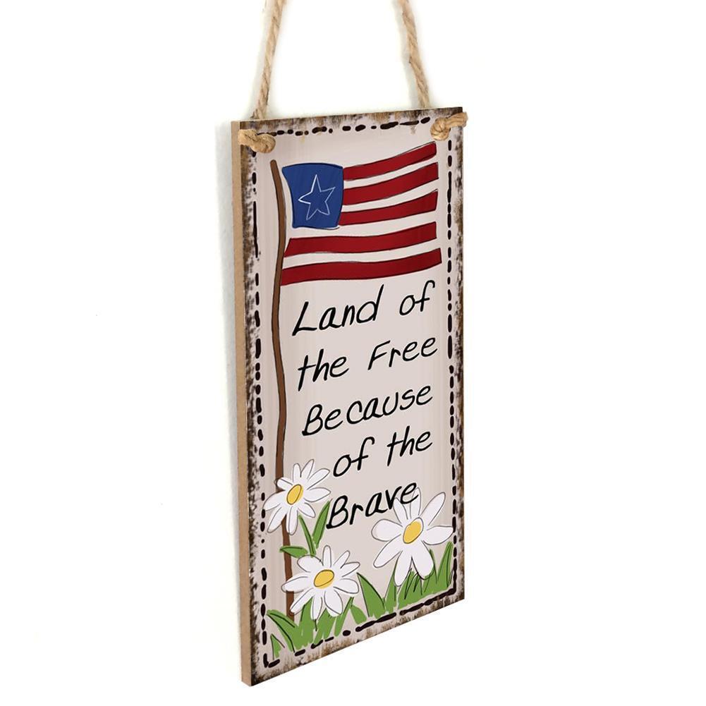Wooden Hanging Flower Sign Board Independence Day Wall Crafts (JM01413)