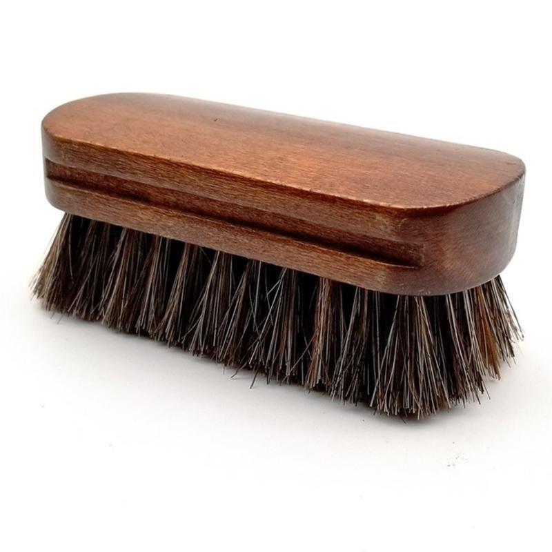 Horsehair Leather Bristles Car Detailing Polishing Buffing Brush with WoodHandle