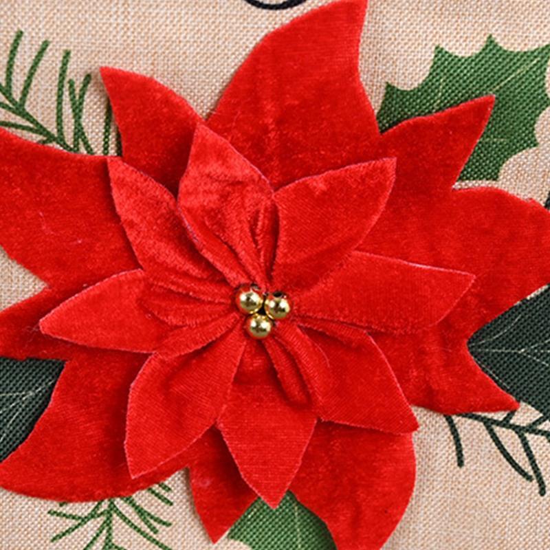 Merry Christmas Table Runner  Red Flower Indoor Outdoor Home Party Decoration