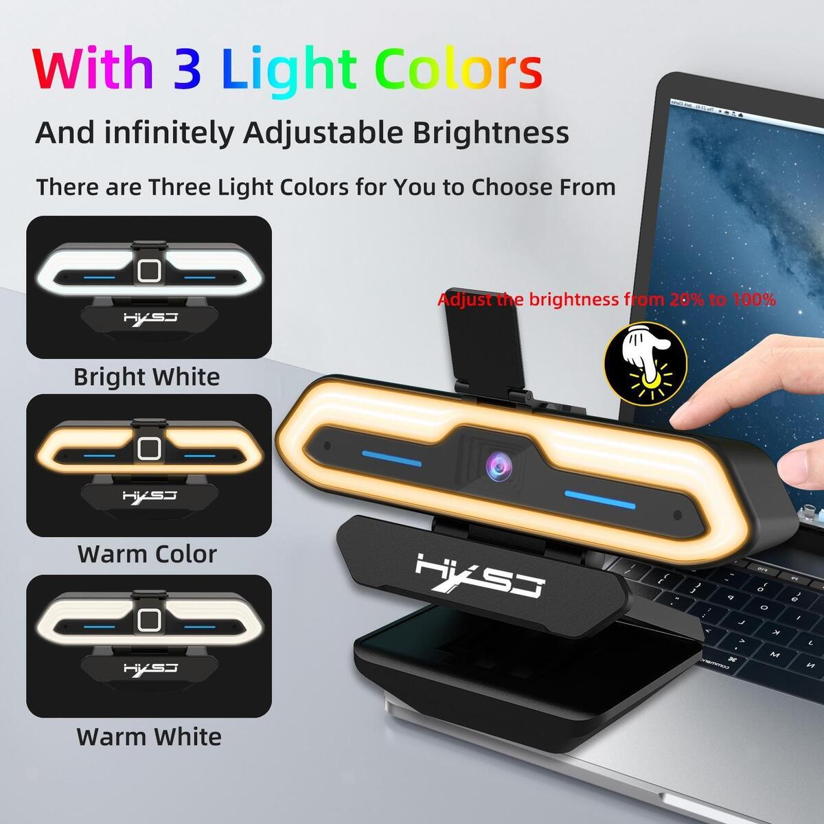 Full HD 1080P Webcam Noise Cancelling Adjustable Angle 60FPS USB Web Camera for