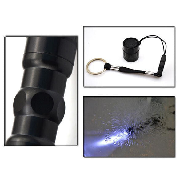 Portable Mini LED Flashlight Torch 3W Keychain Light Water Proof Black