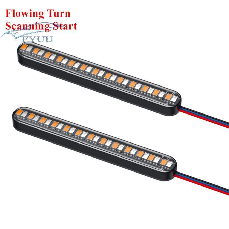 2 Pcs 24 LED Motorcycle Turn Signal Flowing Water License Plate Light Brake Lamp