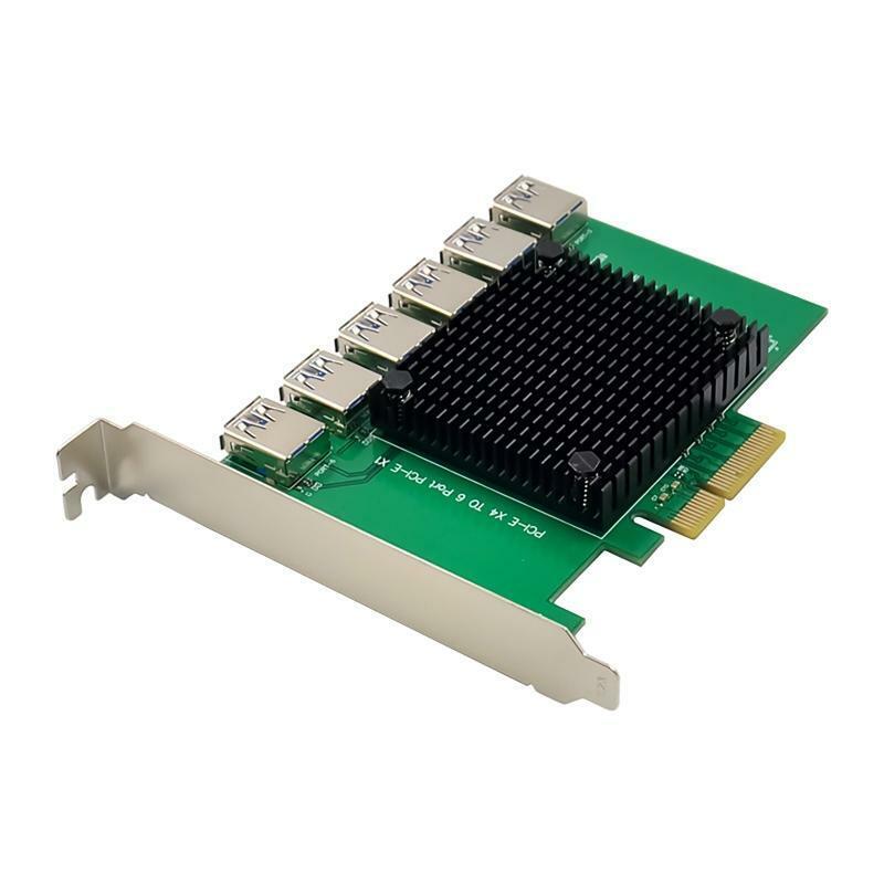 6-port Usb3.0 Pci-e X4 To X1 Adapter Card Sata PCIE Riser for Desktop PC Mining