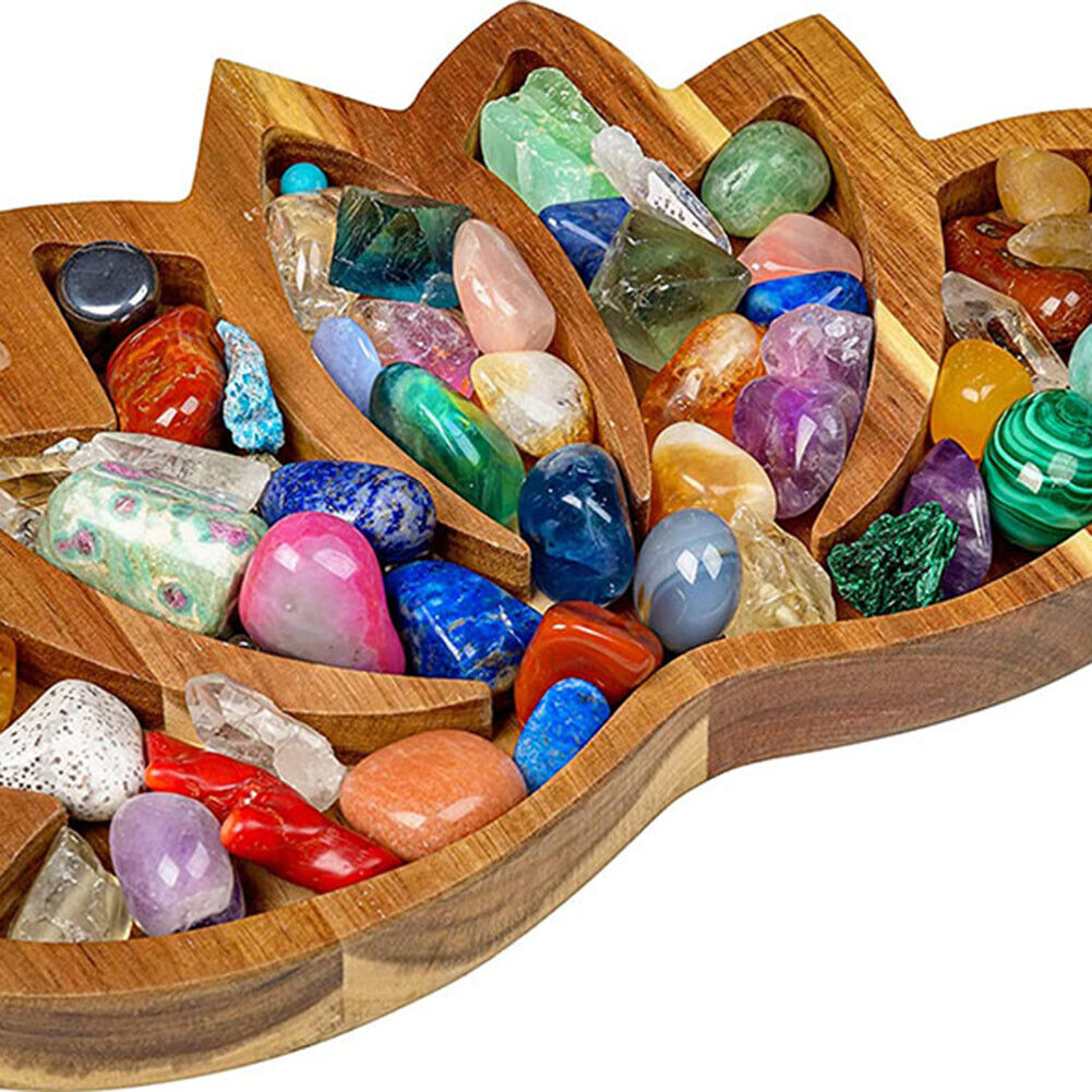 Crystal Display Holder Lotus Shaped Healing Stones Tray Desktop Organizers