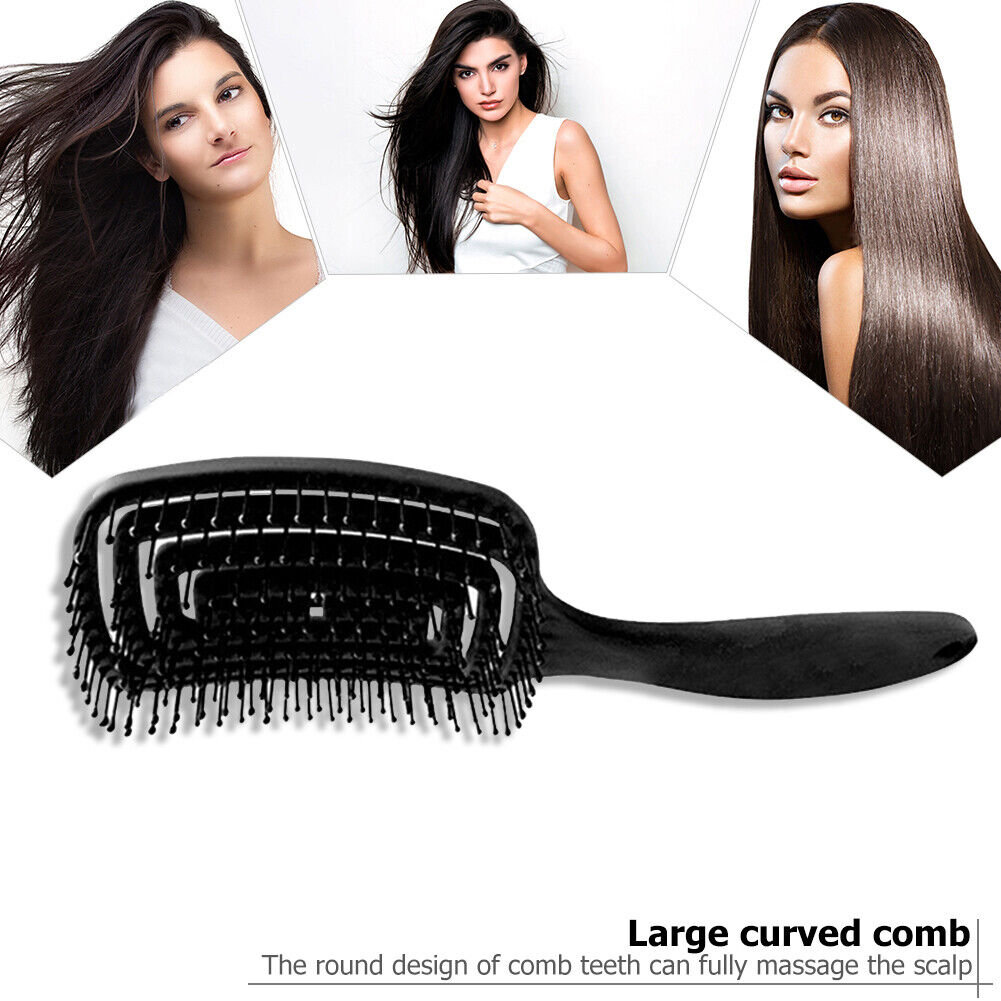 Arc Massage Comb Wide Teeth Anti-static Styling Smooth Hair Combs (Black)