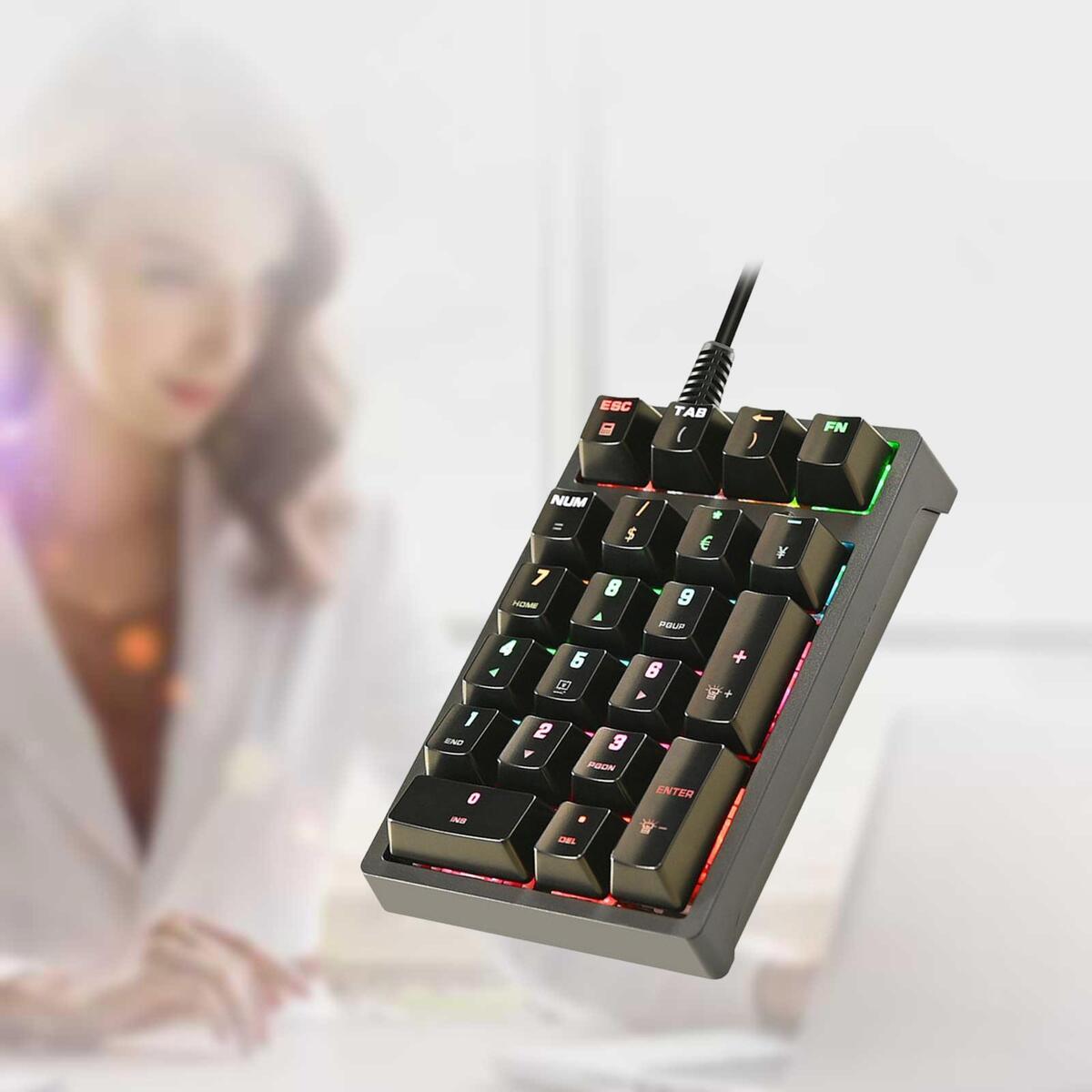 K21 Wired Mini Mechanical Numeric Keypad 21 Key RGB Tablet Accounting Laptop