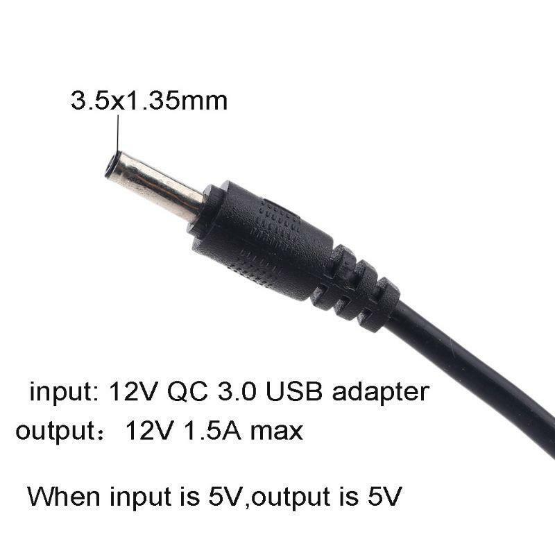 QC3.0 USB to 12V 3.5x1.35mm Step Up Line Converter Cable for WiFi Router LED