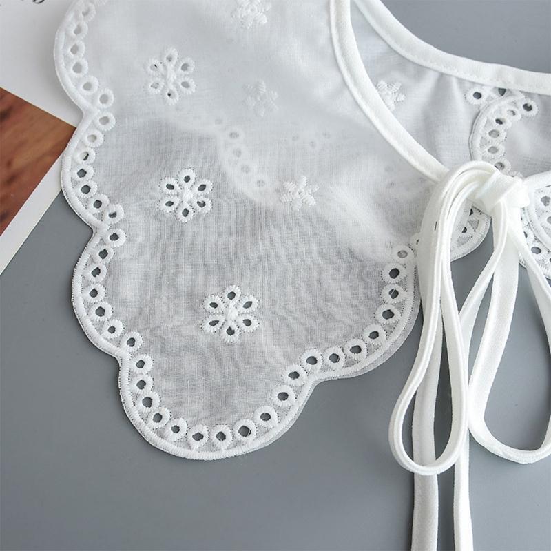 Women Faux Collar Shawl Aesthetic Sweet Embroidery Little Dots Floral Scarf Cape