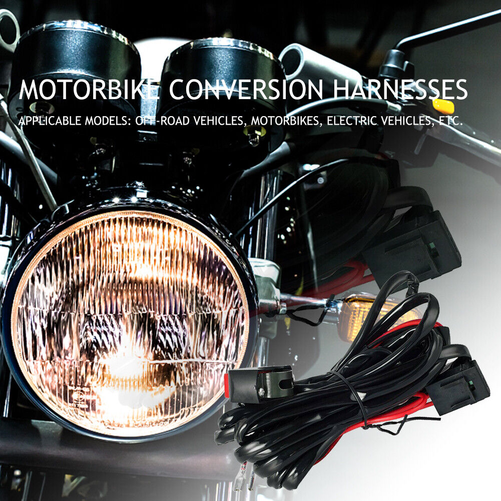 Motorcycle Fog Light Wiring Harness LED Lamp Headlamp Refit Switch Cable