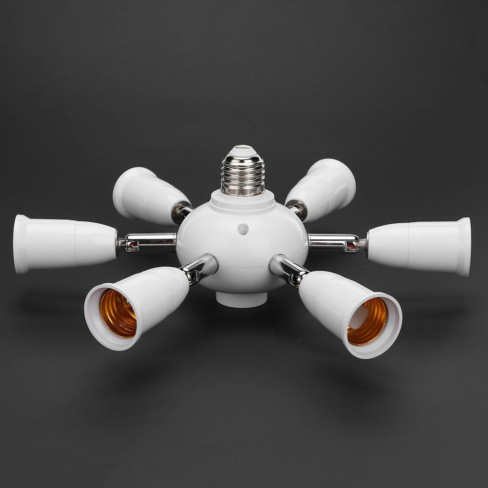 Adjustable E27 Splitter 7 Heads Lamp Base LED Bulb Adapter Holder Socket