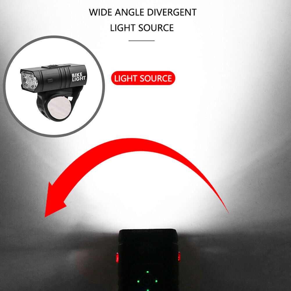 2xT6 Bicycle Light LED Cycling USB Rechargeable 800LM Front Taillight Set