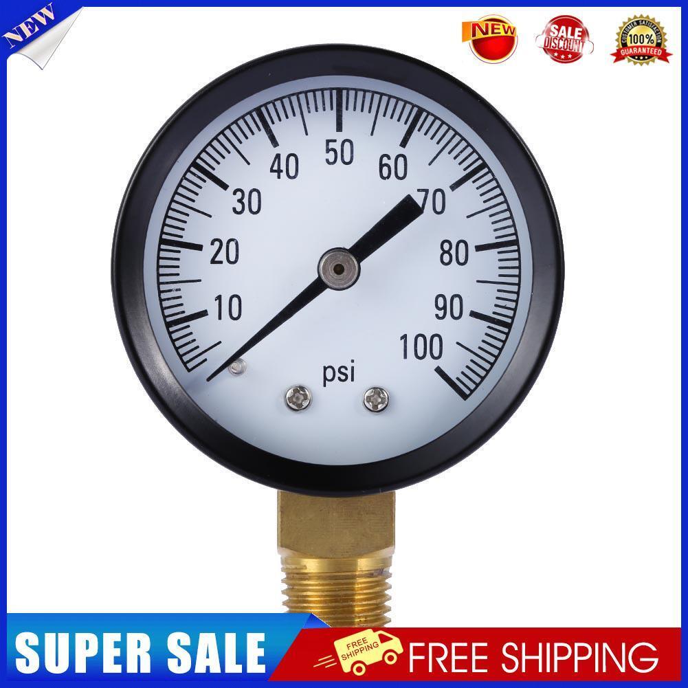 100 PSI 0.25in Air Pressure Gauge Meter Hydraulic Tester Dial Manometer
