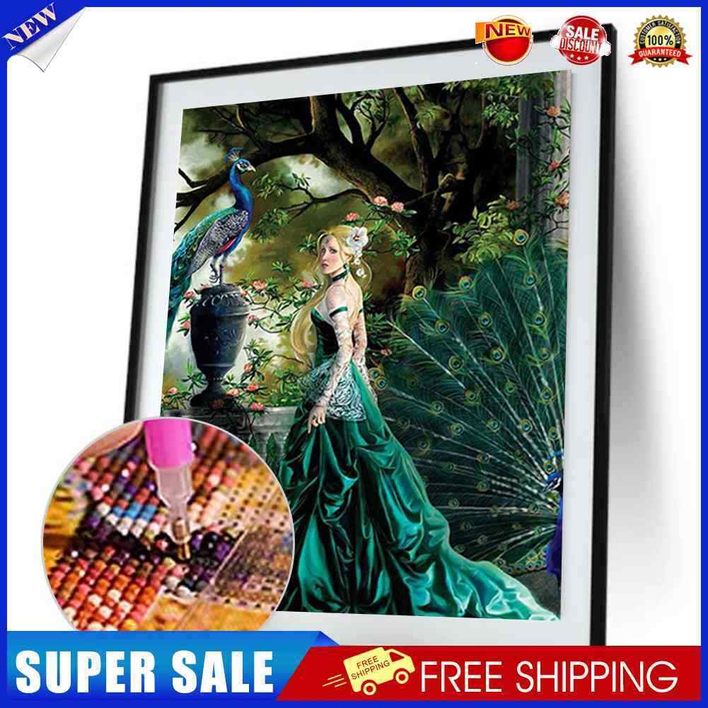 5D DIY Cross Stitch Painting Diamond Peacock Beauty Home Wall Decor