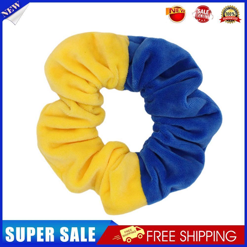 Korean Women Scrunchies Hairband Hit Color Elastic Hair Ties (Blue Yellow)