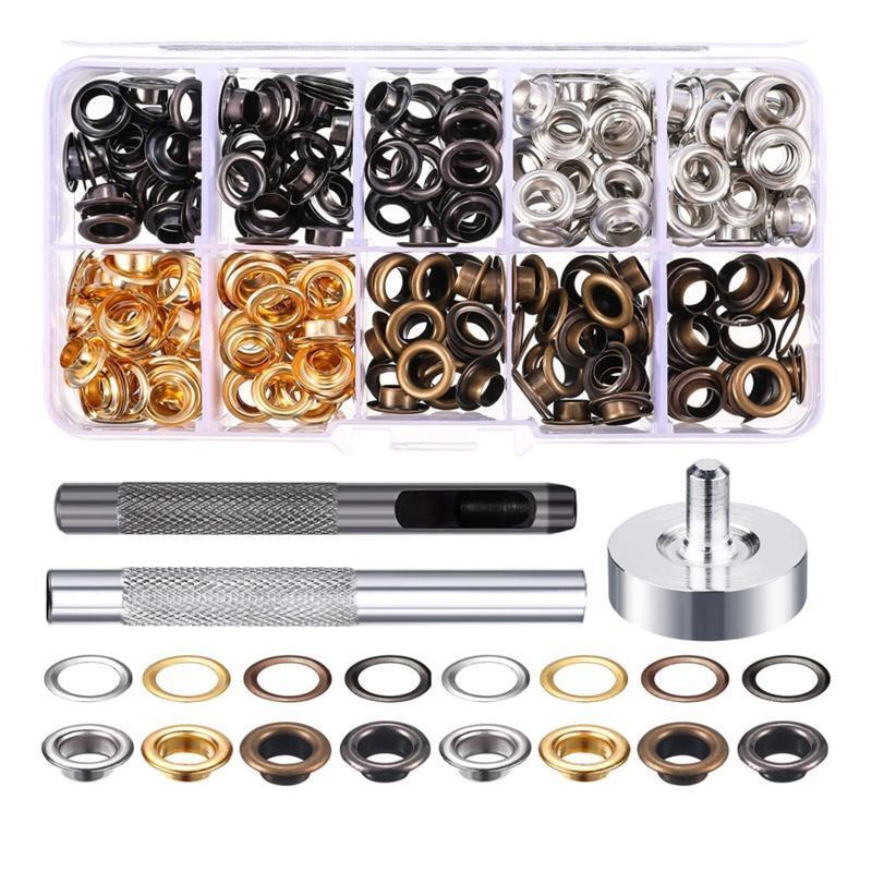 100 Set 6 mm Grommets Eyelets Kit Clothing Eyelets for Crafting Sewing Repair