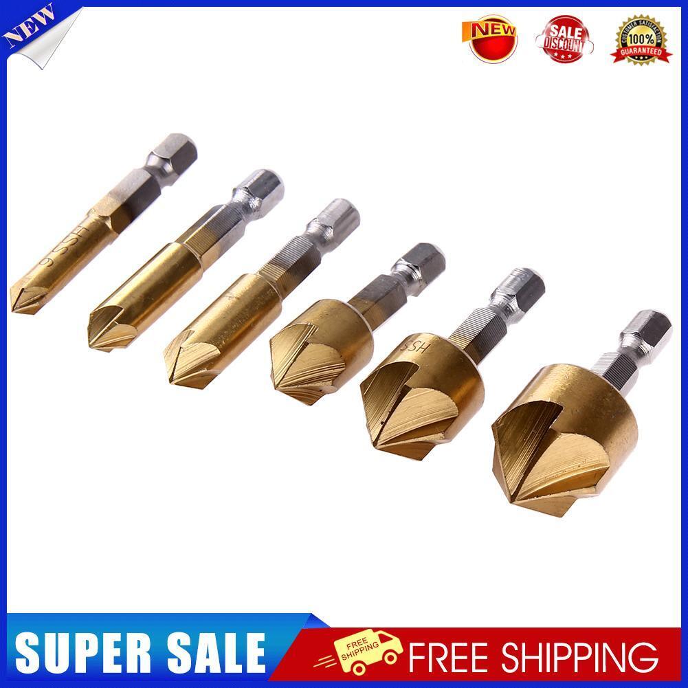 6pcs/set Metric Woodworking Countersink Drill Bit 90 Degree Steel Wood Dril