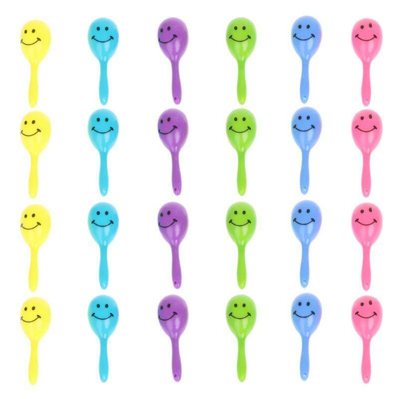 24pcs 3" Smiling Face Neon Maracas Fiesta Party Supplies Party Favors Noisemaker
