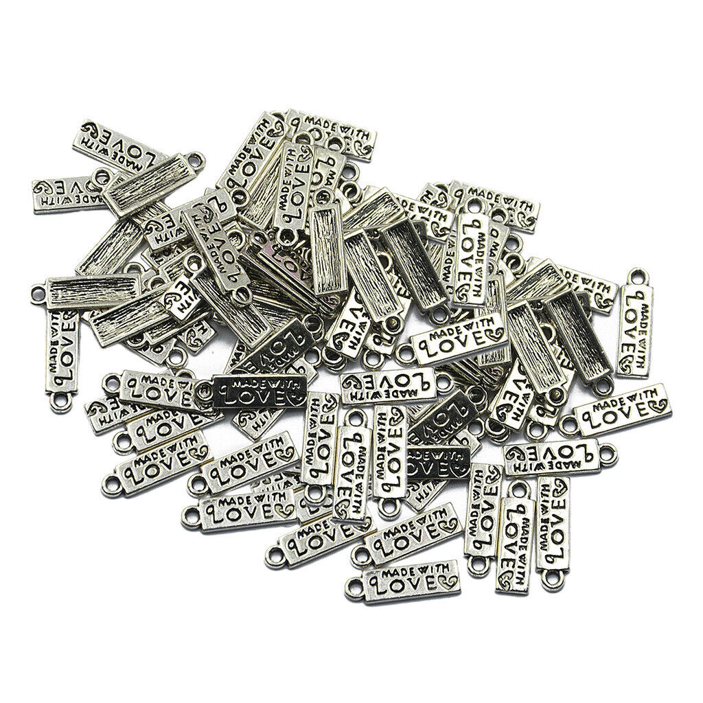 100 Piece Tibetan    Heart Rectangle Heart Charms Pendant