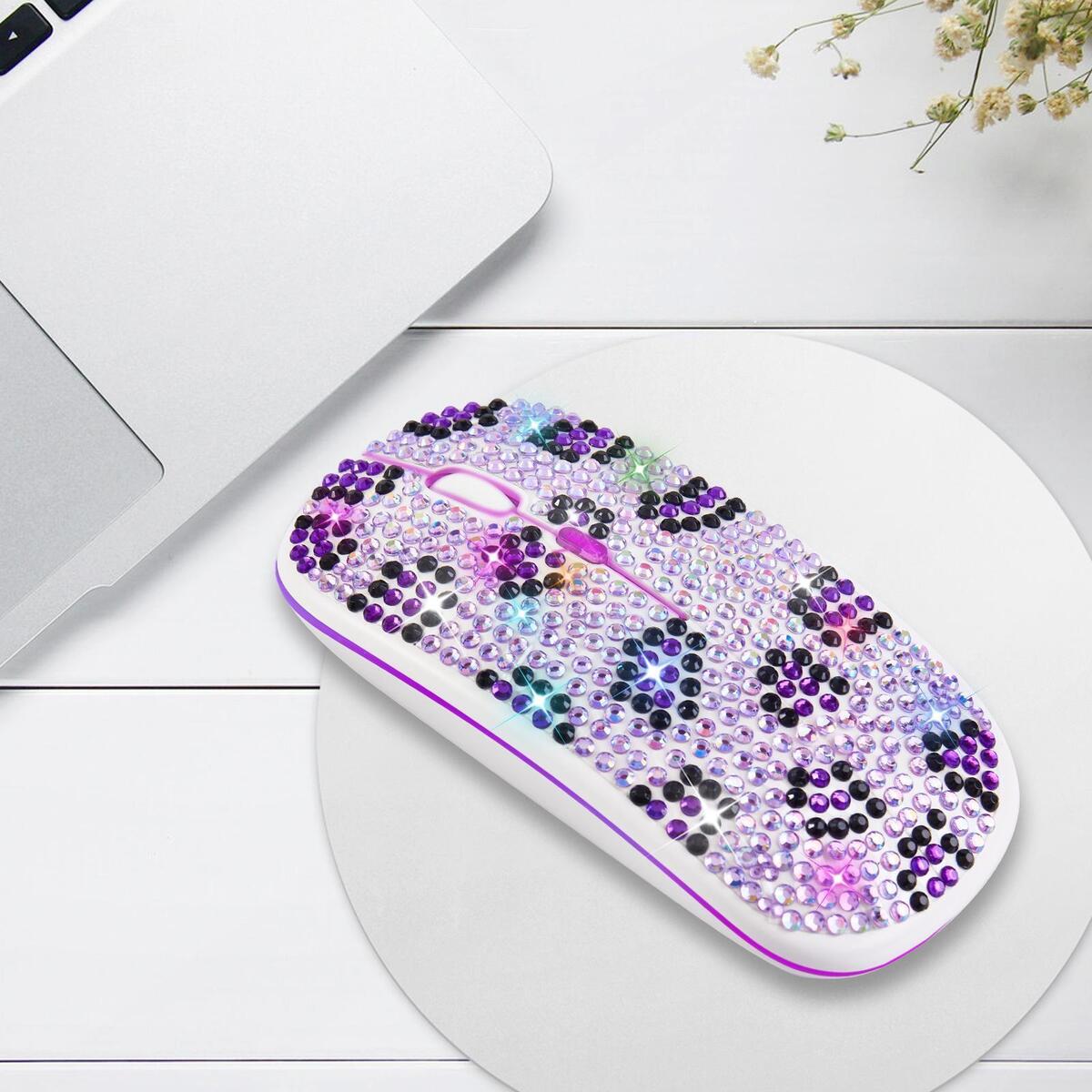 Colorful 3 Adjustable DPI Crystal Rhinestone Portable Rechargeable 1600DPI