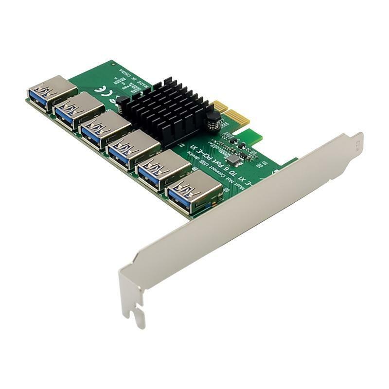 Pci-e X1 To 6-port Usb3.0 Adapter Card Sata PCIE Riser for Desktop PC Mining