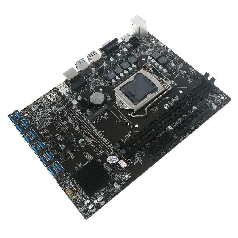 B250C BTC Mining Motherboard LGA 115 DDR4 Memory 12 PCI-E Video Slots for Mining