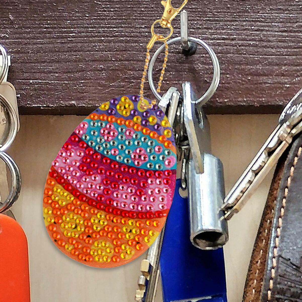 20 pieces DIY  Keychains Egg Rhinestone Key Ring Pendants