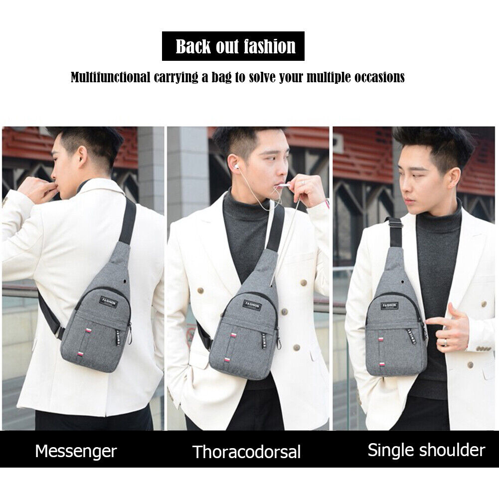 Women Fashion Solid Color Shoulder Chest Bag Travel Large Handbags (Gray)