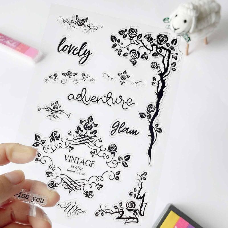 Blossom Themed Silicone Stamp Seal for DIY Handmade Art Crafts Photo Paper Decor