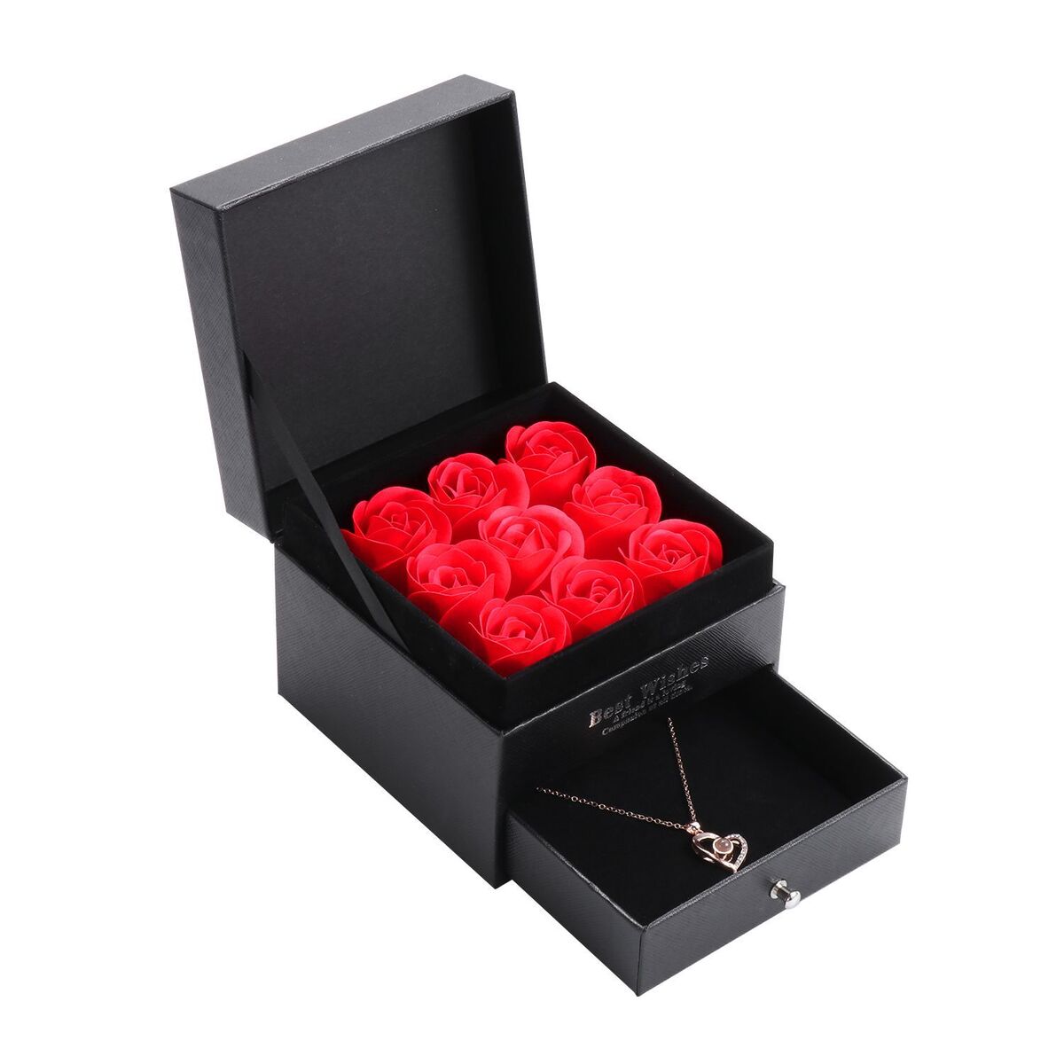 Gift Flower Gift Box Handmade with Projection Necklace Eternal Preserved Rose