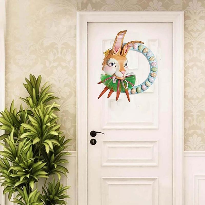 Easter Cottontail Rabbit Wreath Cartoon Bunny Carrot Egg Garland Ornament