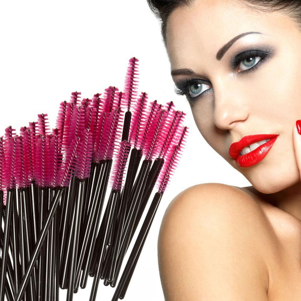 100pcs/bag Disposable Eyelash Brush Mascara Applicator Makeup Tools (Red)