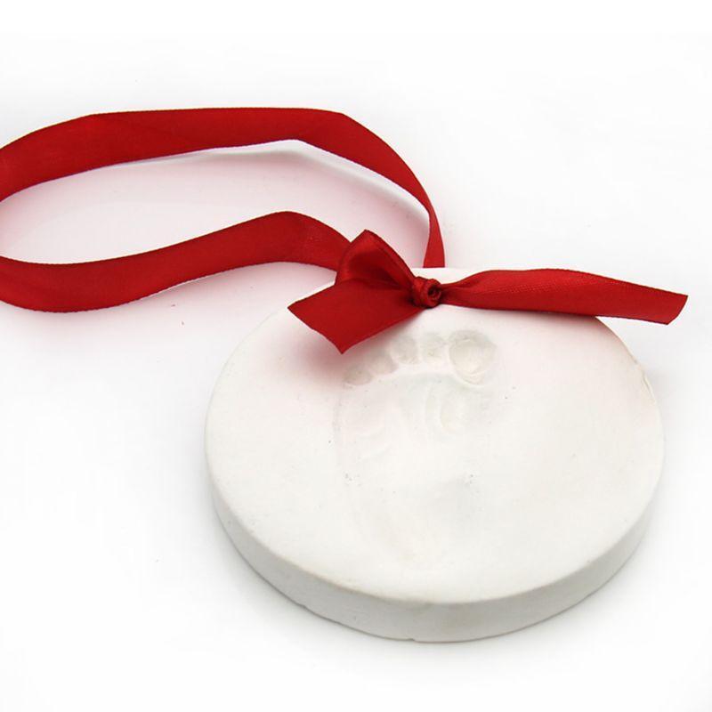 Air-Dries Soft Commemorative Paw Print Inkpad with Red Ribbon Christmas Ornament