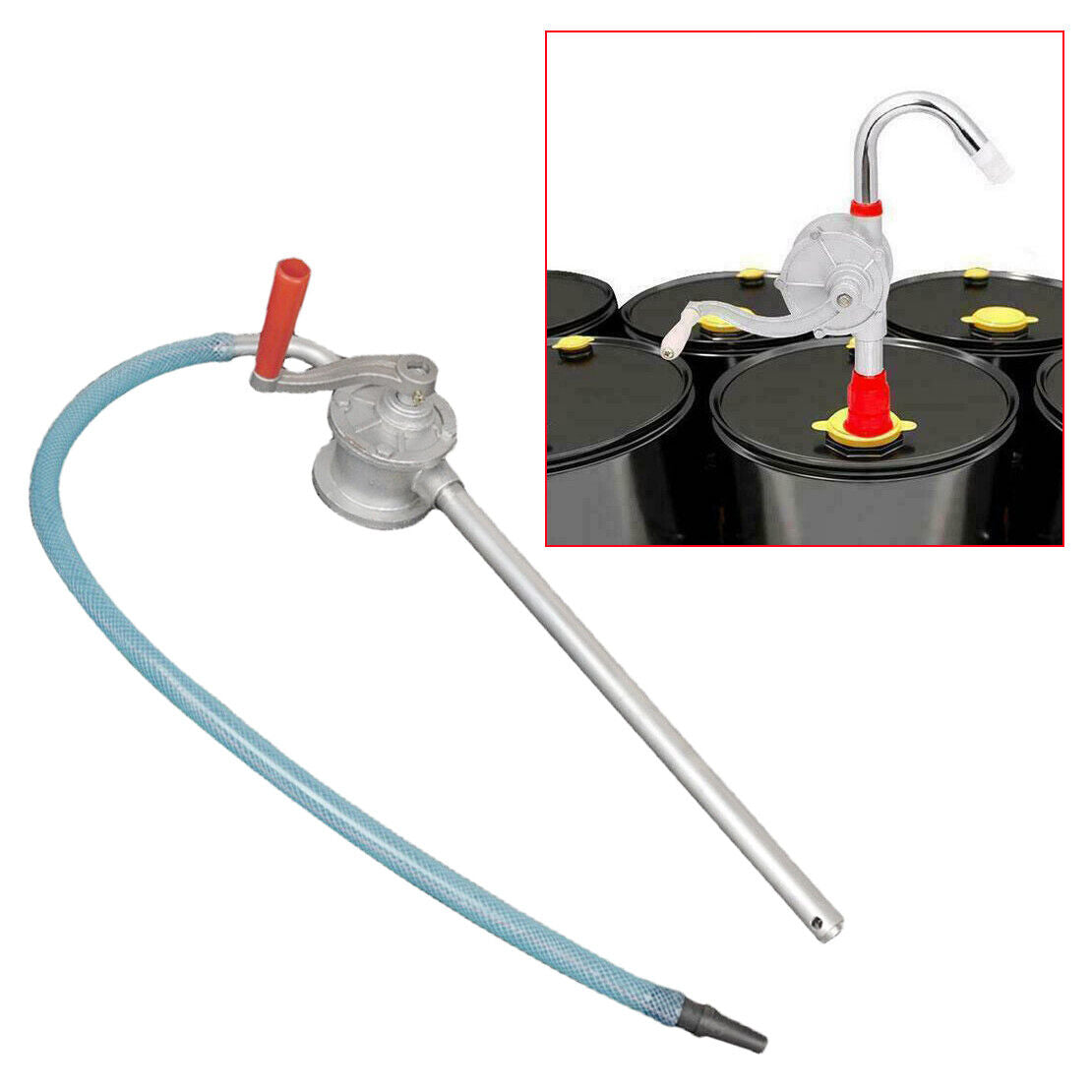 Aluminum Rotary Gas Oil Fuel Hand Pump Gallons Self Priming Dispenser