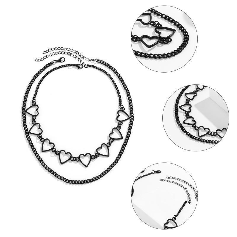 Heart Necklace Choker Goth Choker Chain Necklace Punk Clavicle Chain
