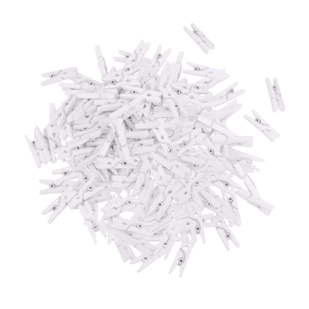 100 Pieces White Mini Wooden Clothes  Peg Clothespin Craft