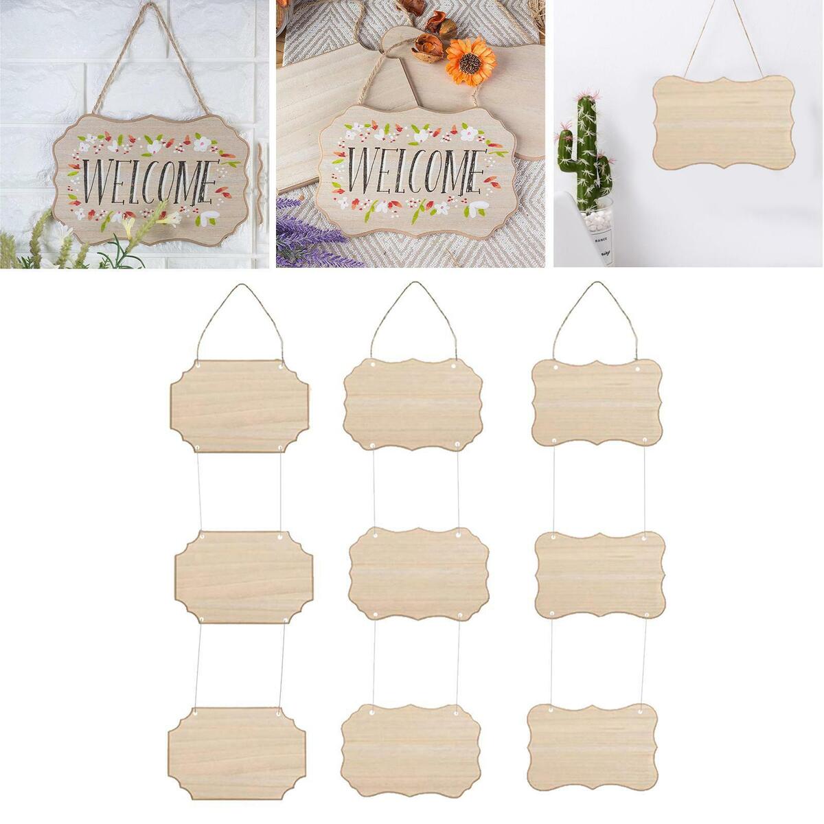 3pcs Rustic Wooden Log Disc Wooden Sign Plaque Wedding Christmas Hanging