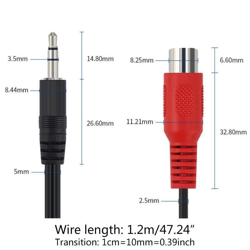 RCA Audio Adapter Connector 3.5mm Audio Cable 1 Male To 2 RCA Plug Female
