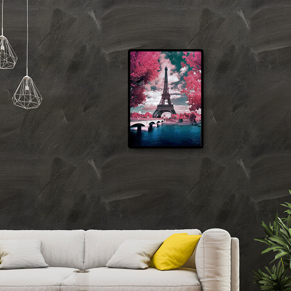 Full Square Drill Diamond Painting DIY Romantic Eiffel Tower Cross Stitch