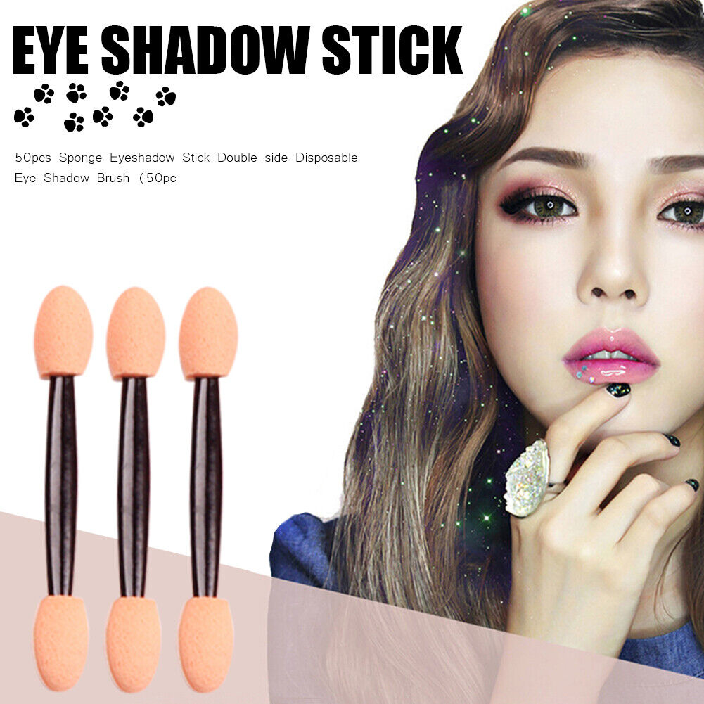 50pcs Pro Sponge Stick Eye Shadow Cosmetic Double-head Eyeshadow Brushes