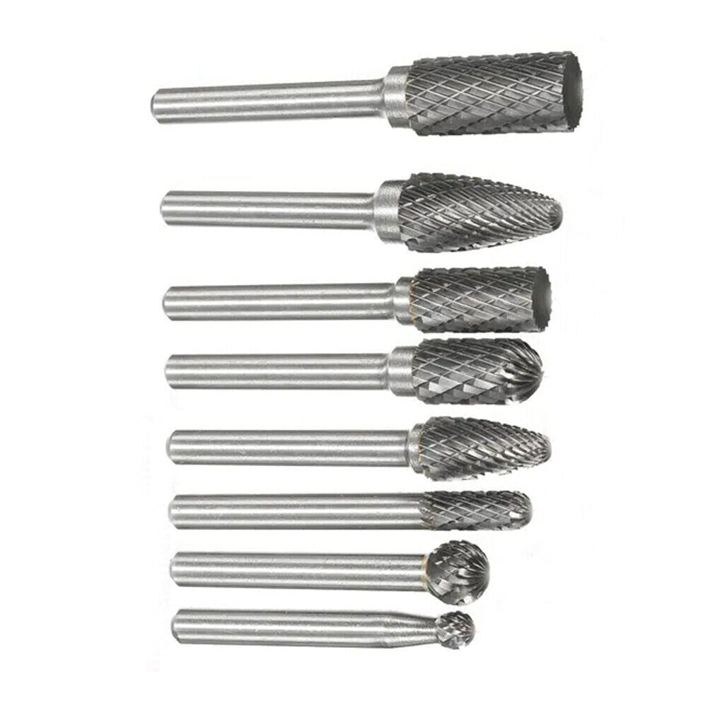 8pcs 6mm Shank Rotary File Wood Carving Grinding Router Bit Milling Cutter