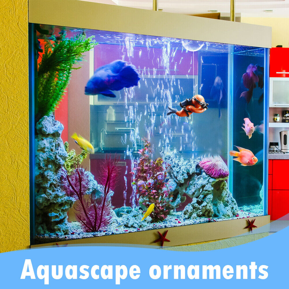 Aquarium Fish Tank Landscape Diver Underwater Aquatic Ornaments (Orange)