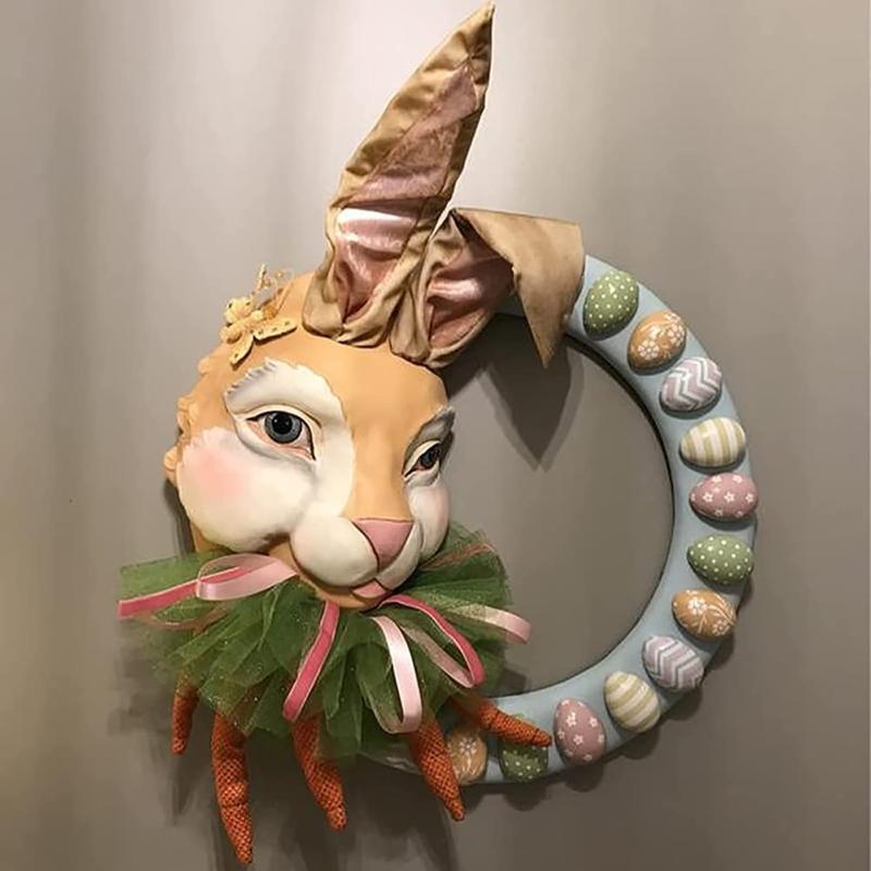 Easter Cottontail Rabbit Wreath Cartoon Bunny Carrot Egg Garland Ornament