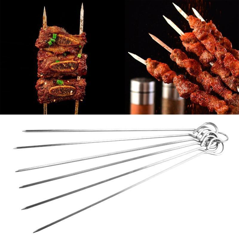 6 Pcs Kabob Skewers Stainless Steel Barbecue Prod Outdoor Picnic Reusable Needle