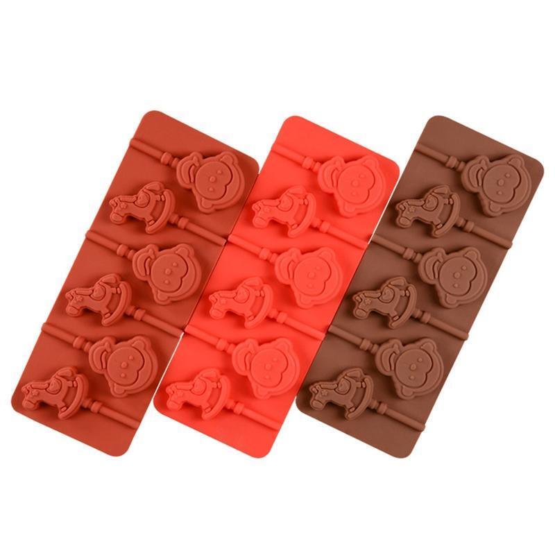 8 Cavities DIY Molds Wooden Horse & Monkey Shaped Fondant Mold Silicone Material