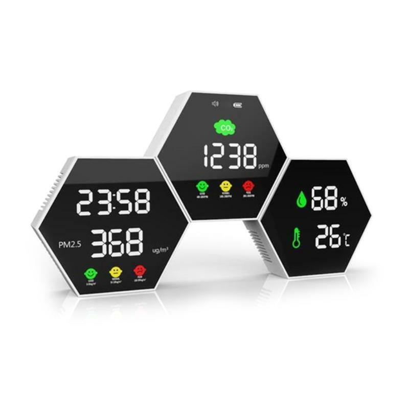 Air Quality Monitor Carbon Dioxide Detector PM2.5 Tester Thermometer Hygrometer