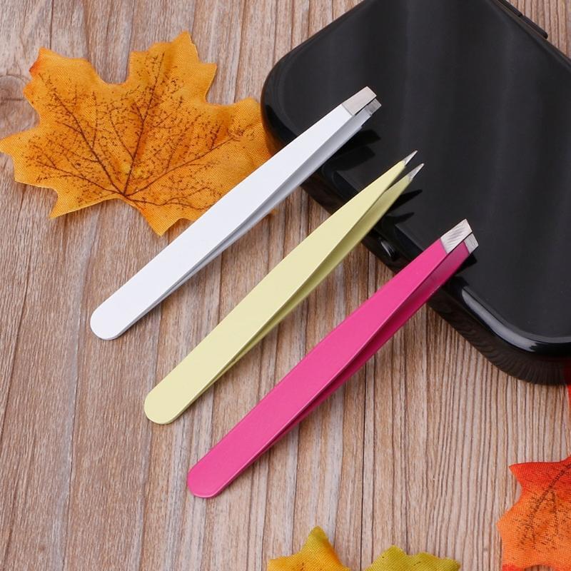 3pcs Professional Eyebrow Tweezers Hair Beauty Slanted Stainless Steel Tweezer